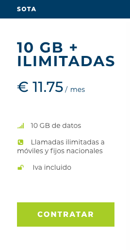 Tarifa Sota de Mangatel 10 GB más llamadas ilimitadas por 11,75 €